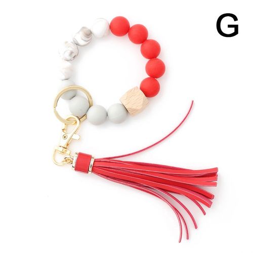 Bracelet De Perles En Bois Multicolores Pour Hommes Et Femmes, Porte-Clé En Silicone, Accessoires, Offre Spéciale
