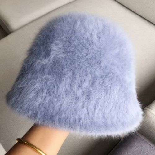 Chapeau De Pêcheur Rétro Tricoté En Laine, Seau, Chaud, Mode Femme, Couleur Unie, Fourrure De Lapin, Nouvelle Collection Hiver