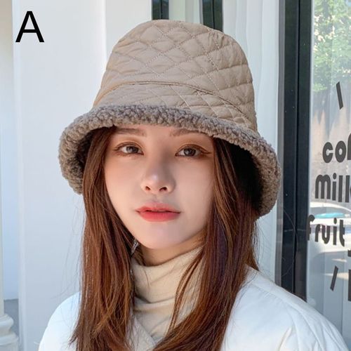Chapeau Seau Noir Et Blanc Pour Femme, Coupe-Vent, Chaud, En Laine D'agneau, Panama, Bassin Double Face, Pour L'automne Et L'hiver