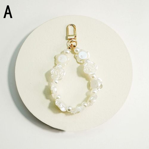 Porte-Clés En Forme De Rose Artificielle Pour Femmes, Nouvelle Collection, Imitation De Perle, Pendentif En Boule, Pour Sac À Main, Étui De Téléphone, Ornements Suspendus