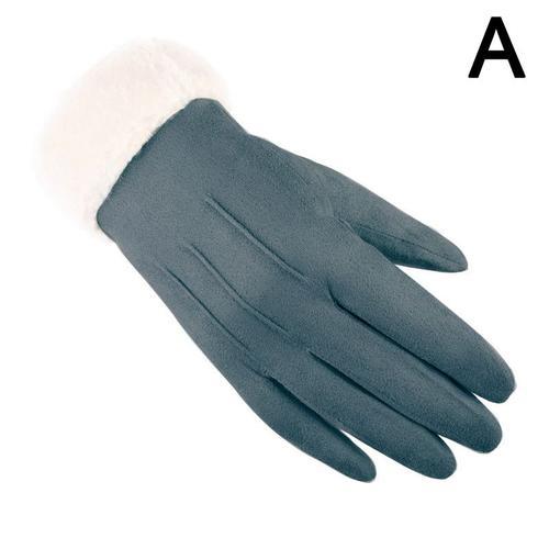 Gants Imperméables En Cuir Suédé Pour Femmes, 7 Couleurs, Gants D'hiver En Fausse Fourrure, Épais Et Chauds