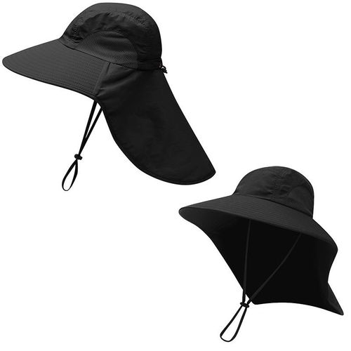 Chapeau Et Cou De Protection Solaire, Maille Respirante Anti Uv D'été Multicolore À Large Bord, Visière Pliable