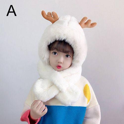 Chapeau Chaud En Peluche Pour Filles, Mignon, Motif De Dessin Animé, Bois D'élan, Oreilles De Lapin, Fausse Fourrure, Écharpe Épaisse Pour Enfants, Nouvelle Collection Hiver