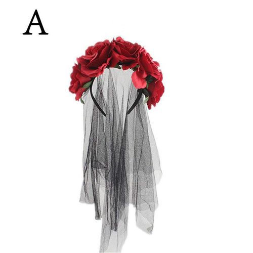 Bandeau De Mariée Pour Halloween, Voile De Fleur Rose, Accessoires De Déguisement, Diadème De Noël Pour Femmes, Couronne Noire