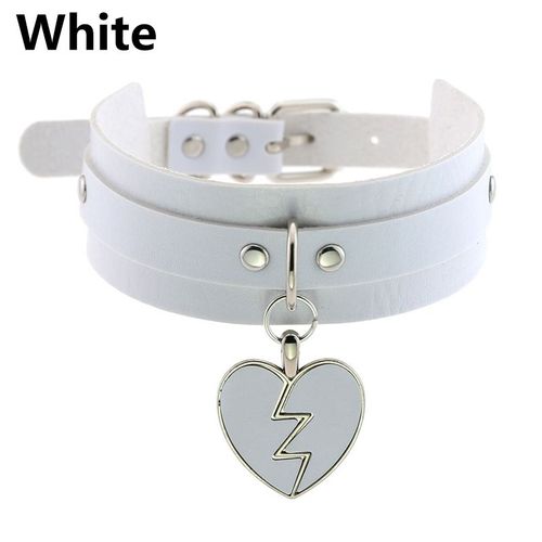 Collier À Breloques En Forme De C¿Ur Pour Hommes Et Femmes, Ras Du Cou Multicolore En Cuir, Large, Réglable, Accessoires Bijoux