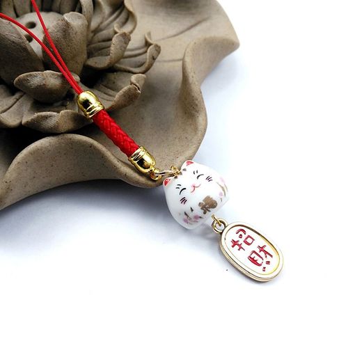 Porte-Clés Chat Porte-Bonheur Mignon, Étui De Téléphone Pendentif Chat En Céramique, Breloques Pour La Fabrication De Bijoux, Accessoires, Cadeaux Pour Couple Ami, Vente En Gros