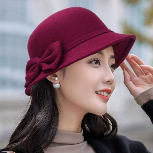 Chapeau En Feutre Pour Femme, Élégant, Vintage, En Laine, Avec N¿Ud Papillon, Pour Mariage, Église, Jazz, Collection Automne Et Hiver