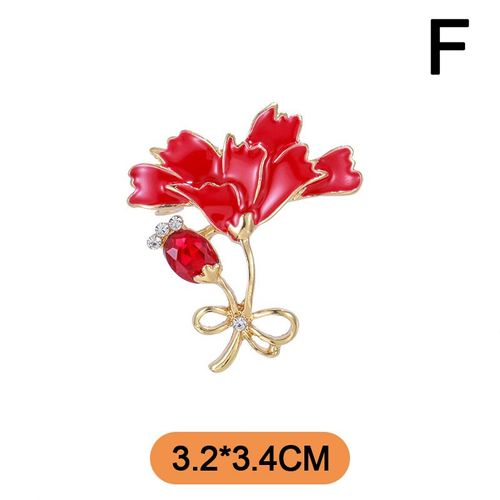 Broche Plante Fleur Série Rouge Pour Femmes, En Émail Arbre De Lotus Strass Perle, Épingle De Revers, Bijoux De Fête D'anniversaire De Mariage