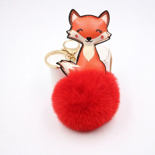 Porte-Clés En Peluche Et Cuir De Renard Pour Femme Et Enfant, Breloques Multicolores En Fausse Fourrure De Lapin, Pendentifs Pour Sac De Voiture