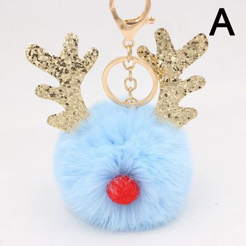 Porte-Clés De Noël En Cuir Pu Pour Femmes, Accessoires En Peluche Douce, Pendentif Pour Sac À Dos, Boule De Cheveux, Mignon, Bois, Voiture