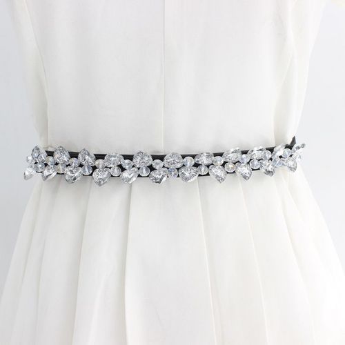 Chaîne De Taille En Cuir Slim Pour Femme, Strass, Élégant, Mode, Cristal, Noir, Blanc, Ceinture Pour Robe, Manteaux, Décoration