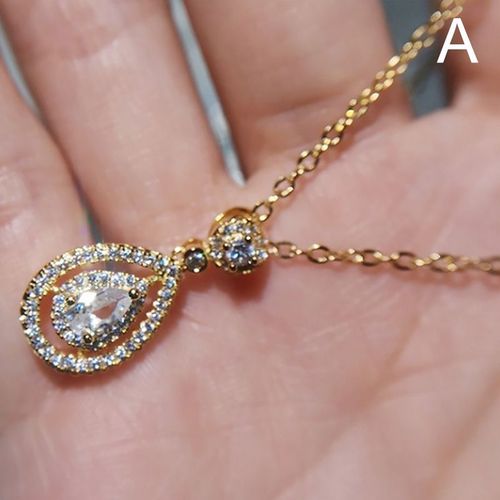 Collier Chaîne De Luxe En Cristal Argenté Pour Femmes, Grand Pendentif Goutte D'eau, À La Mode, De Mariage