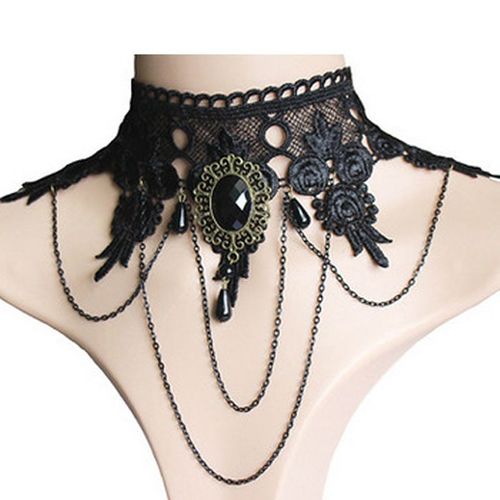 Collier Ras Du Cou Avec Pompon, Style Punk, Gothique, Strass Rouge, Breloques Vampire, Maxi, Vintage, Tatouage, Pendentif En Dentelle Pour Mariage