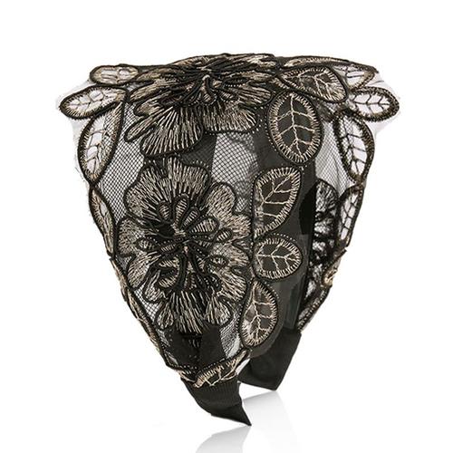 Bandeau En Dentelle Brodé De Feuilles Et De Fleurs Pour Femmes Et Filles, Serre-Tête Antidérapant, Accessoires En Fil De Maille, Bandeau Fin, Couvre-Chef