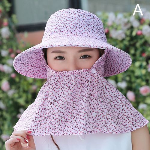 Chapeaux De Soleil D'été Pour Femmes Et Hommes, Avec Protection Du Visage Et Du Cou, Imprimé Floral, Casquettes De Plage À Large Bord, Visière Pliable, Chapeau De Pêcheur