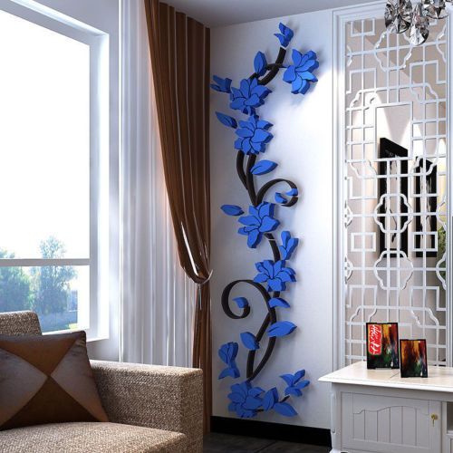 Autocollants Muraux 3d En Acrylique, 24x80cm, 1 Pièce, Décoration De Maison, Bricolage, Vase, Fleur, Cristal, Pour Chambre D'enfants, Cadeau, Livraison Directe