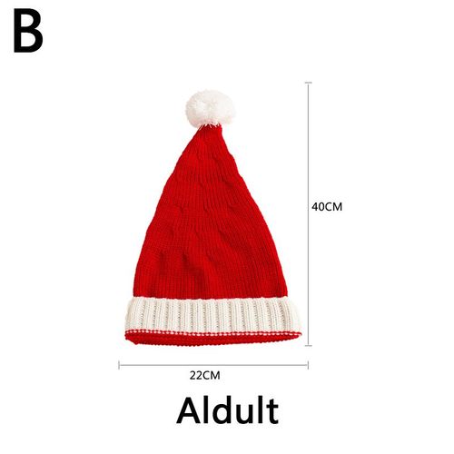 Bonnet De Noël Élastique Et Chaud Pour Maman Et Bébé, Rouge, Pour Hiver, Parent-Enfant, Adulte, Avec Boule De Fourrure, 2022