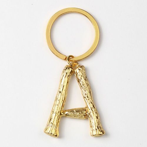 Porte-Clés En Métal Doré En Forme De Bambou Épais 26 Lettres Pour Femmes, Pendentif De Sac Alphabet Initial, Bijoux Cadeaux À La Mode, A-Z