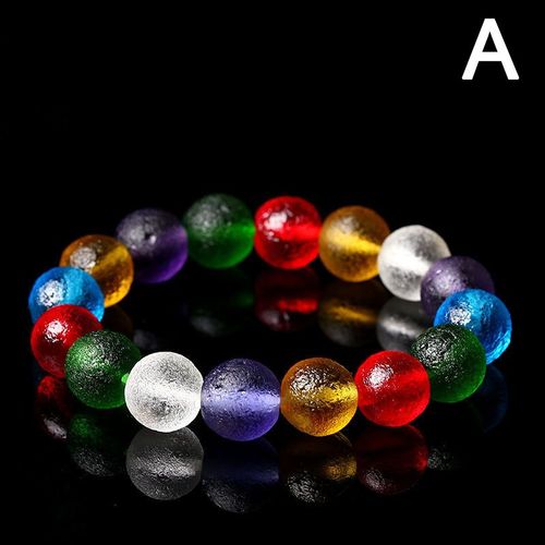 Bracelet Perlé Transparent Givré, Corde Extensible Colorée De 8mm, Bracelet Perlé Rond, Yoga, Guérison, Bijoux Reiki