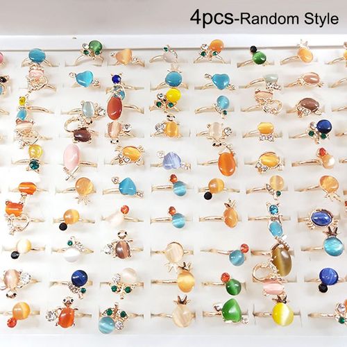 Bague En Alliage Pour Femmes Et Filles, 4 Pièces, Style Animal Opale Aléatoire, Bijoux De Doigt, Breloque, Jouets Pour Enfants, 2022