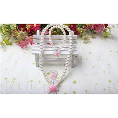 Ensemble De Bijoux Pour Filles, 3 Pièces, Imitation Perle Ours/Lapin, Colliers + Bracelets + Anneaux, Pendentif Mignon, Nouveaux Ensembles De Bijoux À La Mode, Accessoires Cadeaux