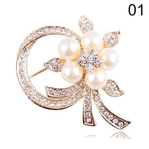 Broche En Cristal Pour Femmes Et Filles, Strass, Vintage, Imitation Perle, Fleur, Épingles En Métal, Accessoires De Bijoux Pour Fête De Mariage