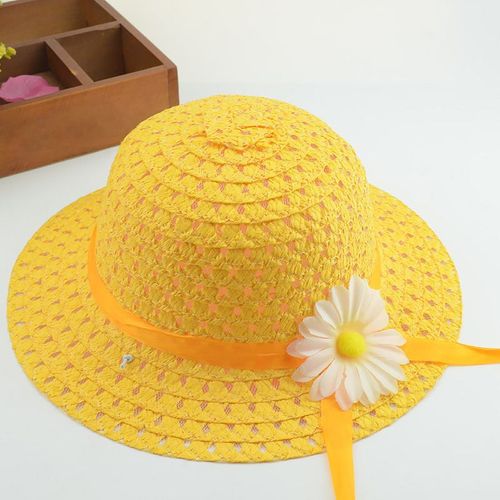 Chapeau D'été En Paille Pour Bébé Fille, Joli Fourre-Tout De Plage, Respirant, À Fleurs, Avec Sac
