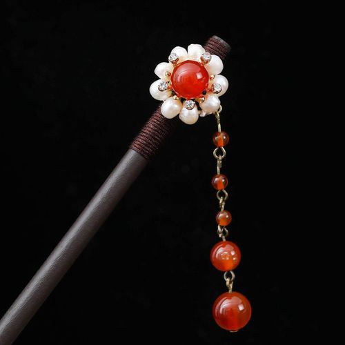 Épingle À Cheveux En Bois Style Chinois Vintage, Pendentif En Perles, Épingle À Cheveux, Accessoires De Mariage