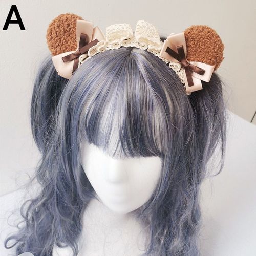 Serre-Tête En Peluche Avec Oreilles D'ours, Serre-Tête En Dentelle, Accessoires Cosplay