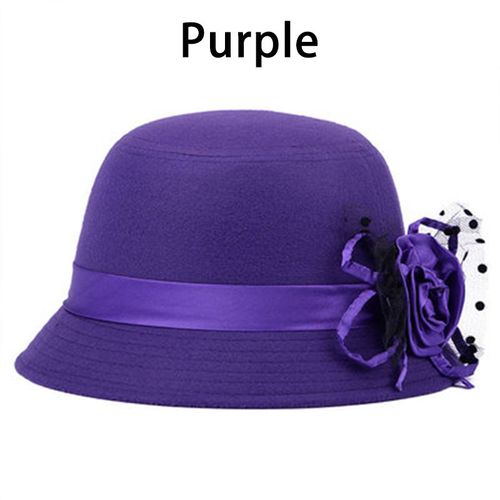Chapeau Fedora Pour Femmes, Vintage, Imitation Laine, À Fleurs, À Large Bord, Élégant, Chaud Et Doux, Automne Hiver