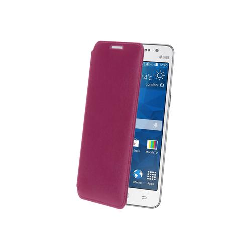 Muvit Made In Paris Crystal Folio - Étui À Rabat Pour Téléphone Portable - Polyuréthane - Fuchsia De Luxe - Pour Samsung Galaxy Grand Prime