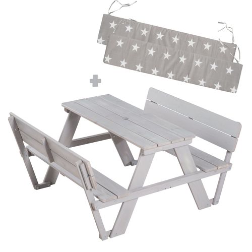Table Pique-Nique Avec Dossier Et Coussin Banc - Gris
