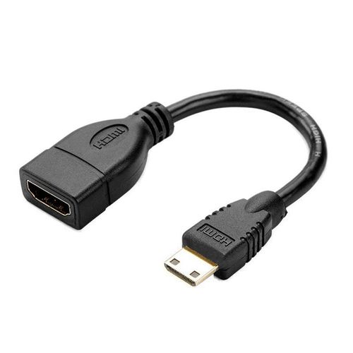 Câble Mini HDMI vers HDMI, câble de création de 0.5ft, adaptateur Mini HDMI mâle vers HDMI femelle, prise en charge de la Full HD 1080P, 3D, 0.15M, noir