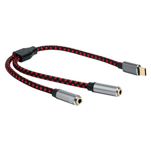 Adaptateur USB type-c vers double Jack 3.5mm, 30cm, câble mâle vers 2 femelles pour écouteurs AUX