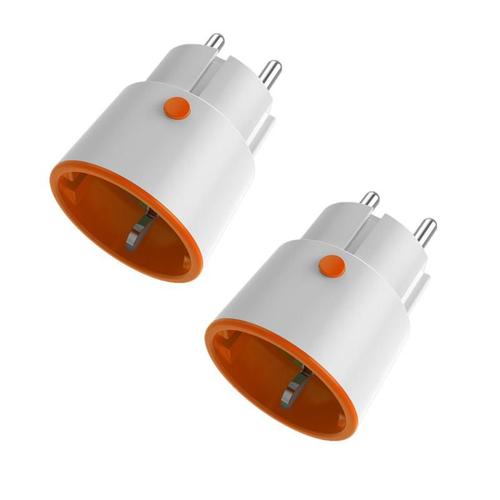 Plug ue - 2 bouchons orange - Prise d'alimentation intelligente Tuya Zigbee 3.0, 16a, prise ue, 3680W, moniteur de puissance, télécommande, fonctionne avec Yandex Alice Alexa, pour la maison