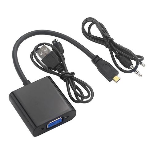 Câble adaptateur Micro HDMI à VGA, convertisseur vidéo 1080P avec prise Audio, câble d'alimentation USB pour caméra Raspberry Pi 4