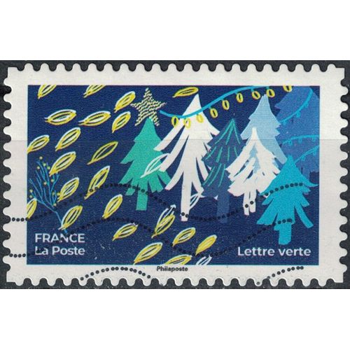 France 2021 Oblitéré Used Fêtes De Fin D'année Troisième Timbre Sapins