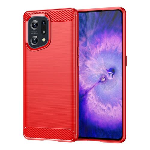 Coque De Téléphone Portable Ultra-Mince,Rouge Étui En Fiber De Carbone Brossé, Léger Et Entièrement Protégé, Pour Oppo Find X5