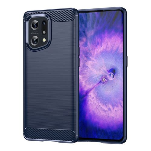 Coque De Téléphone Portable Ultra-Mince,Bleu Étui En Fiber De Carbone Brossé, Léger Et Entièrement Protégé, Pour Oppo Find X5 Lite