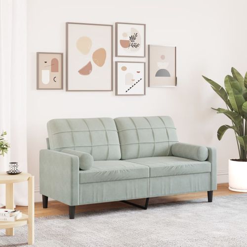Vidaxl Canapé 2 Places Avec Oreillers Gris Clair 140 Cm Velours