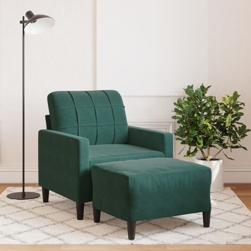 Vidaxl Fauteuil Avec Repose-Pied Vert Foncé 60 Cm Velours