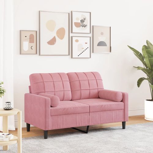 Vidaxl Canapé 2 Places Avec Oreillers Décoratifs Rose 120 Cm Velours