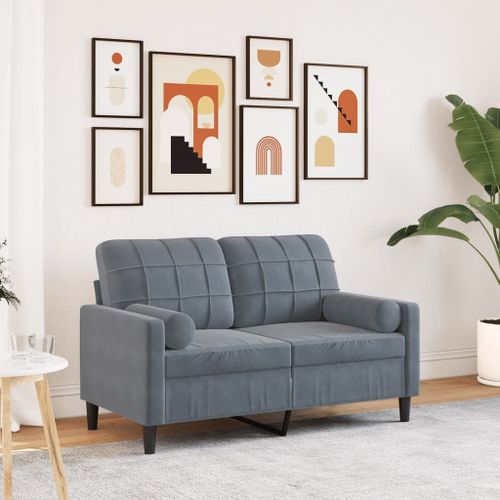 Vidaxl Canapé 2 Places Avec Oreillers Gris Foncé 120 Cm Velours