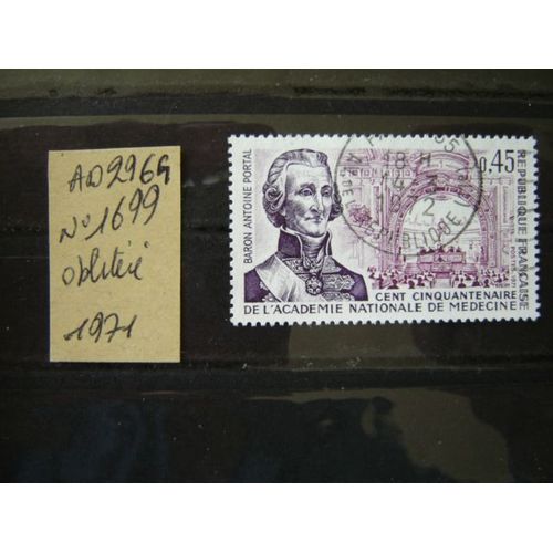 Ad 296 G // Timbre France Oblitéré 1971* Cent Cinquentenaire Académie De Médecine