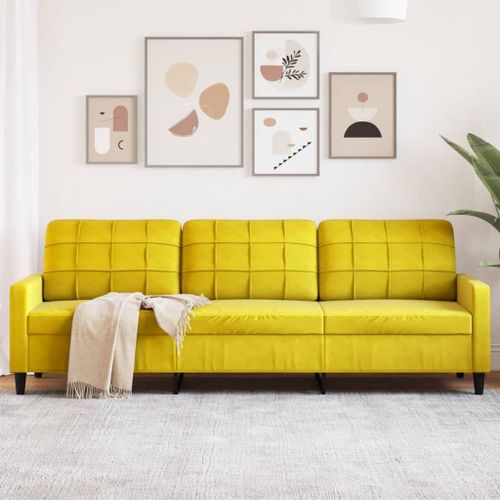 Vidaxl Canapé À 3 Places Jaune 210 Cm Velours