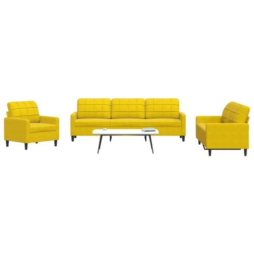 Vidaxl Ensemble De Canapés 4 Pcs Avec Coussins Jaune Velours