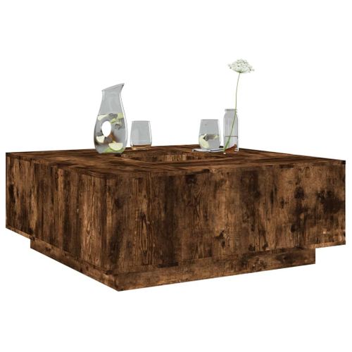 Vidaxl Table Basse Chêne Fumé 100x100x40 Cm Bois D'ingénierie