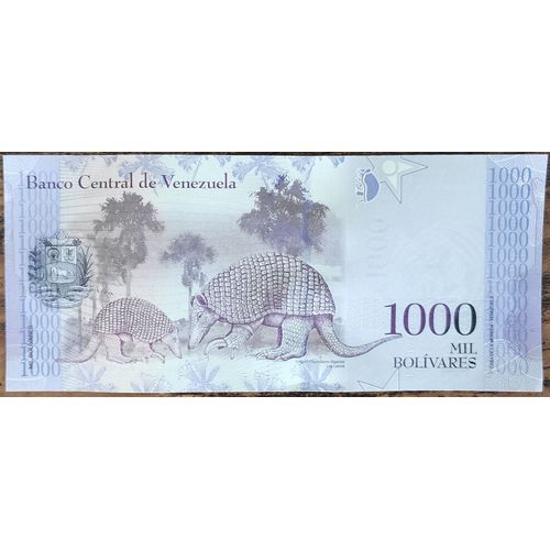 Billet 1000 Bolivares Venezuela - 2017 - Cachicamo Gigant Tatou - Negro Primero