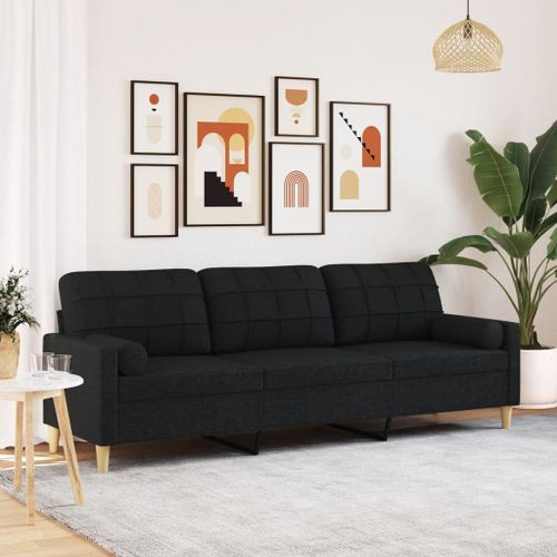 Vidaxl Canapé 3 Places Avec Oreillers Décoratifs Noir 210 Cm Tissu
