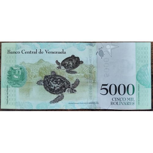 Billet 5000 Bolivares Venezuela - 2017 - Tortue Imbriquée - Luisa Gaceres De Arismendi